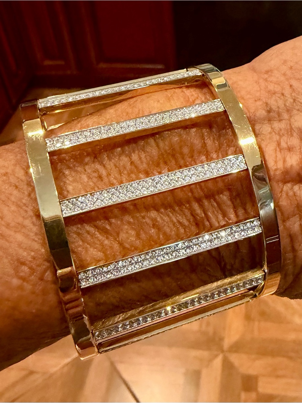 Michael Kors Gold-Tone Open Cuff Bracelet with Pavé Strips